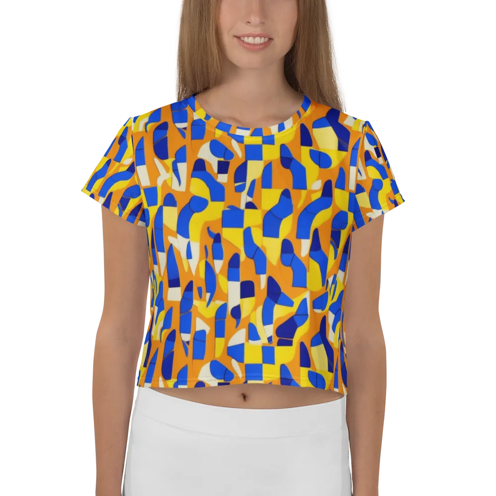 Blue Hour Geometry on Crop Tee — Front