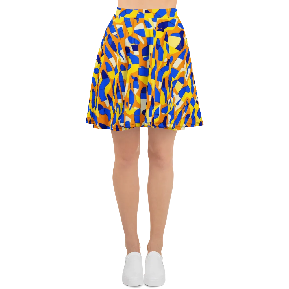 Blue Hour Geometry on Skater Skirt — Front