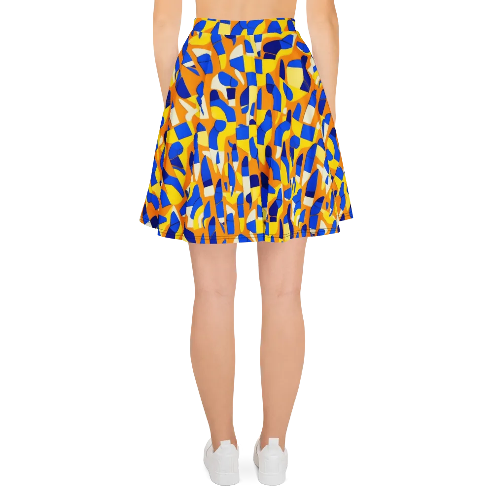 Blue Hour Geometry on Skater Skirt — Back