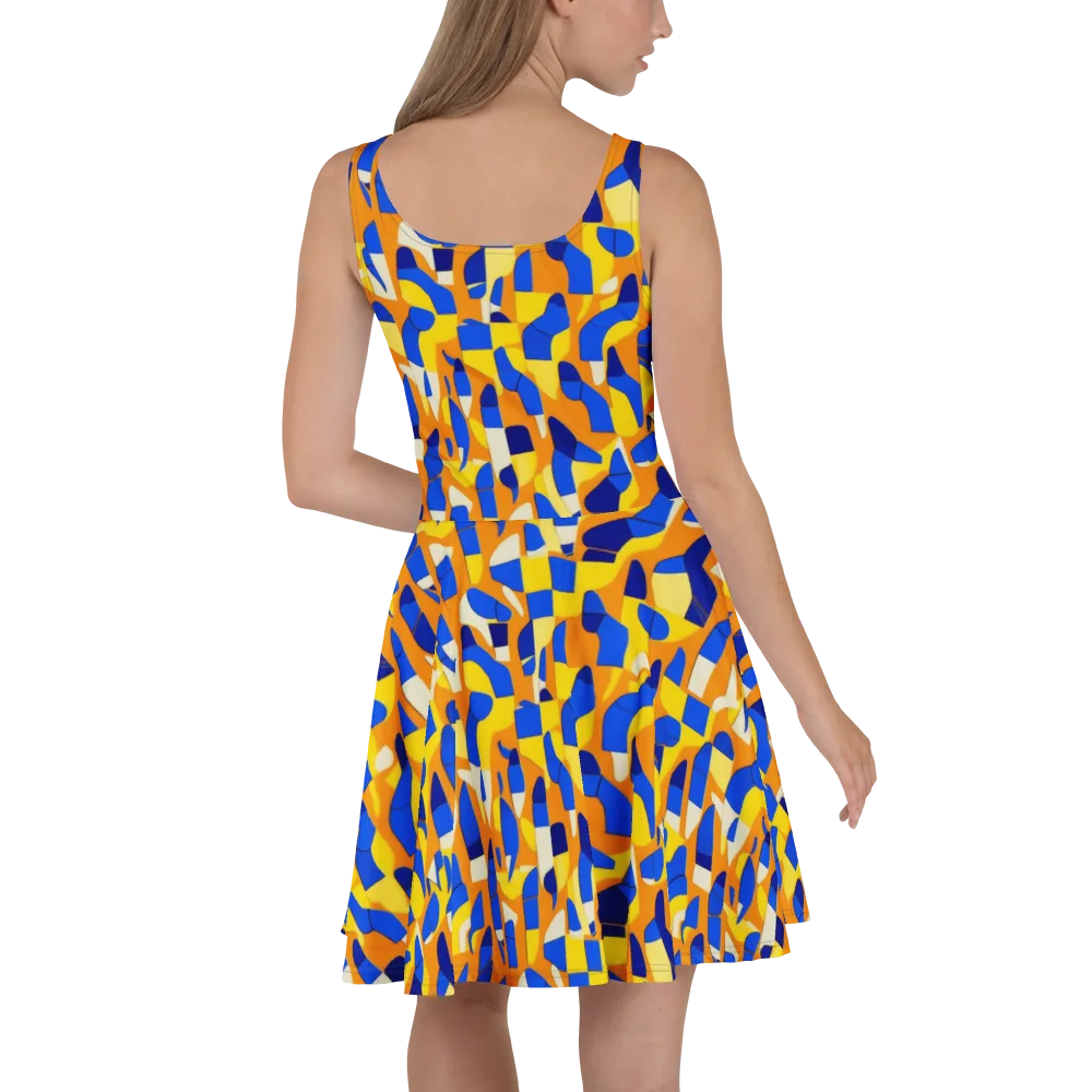 Blue Hour Geometry on Skater Dress — Back
