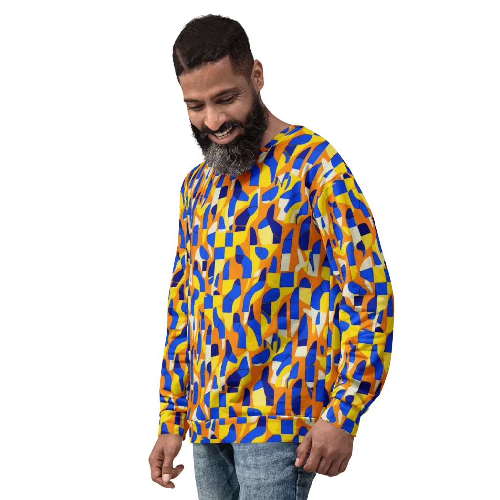 Blue Hour Geometry on Sweatshirt — Left Front