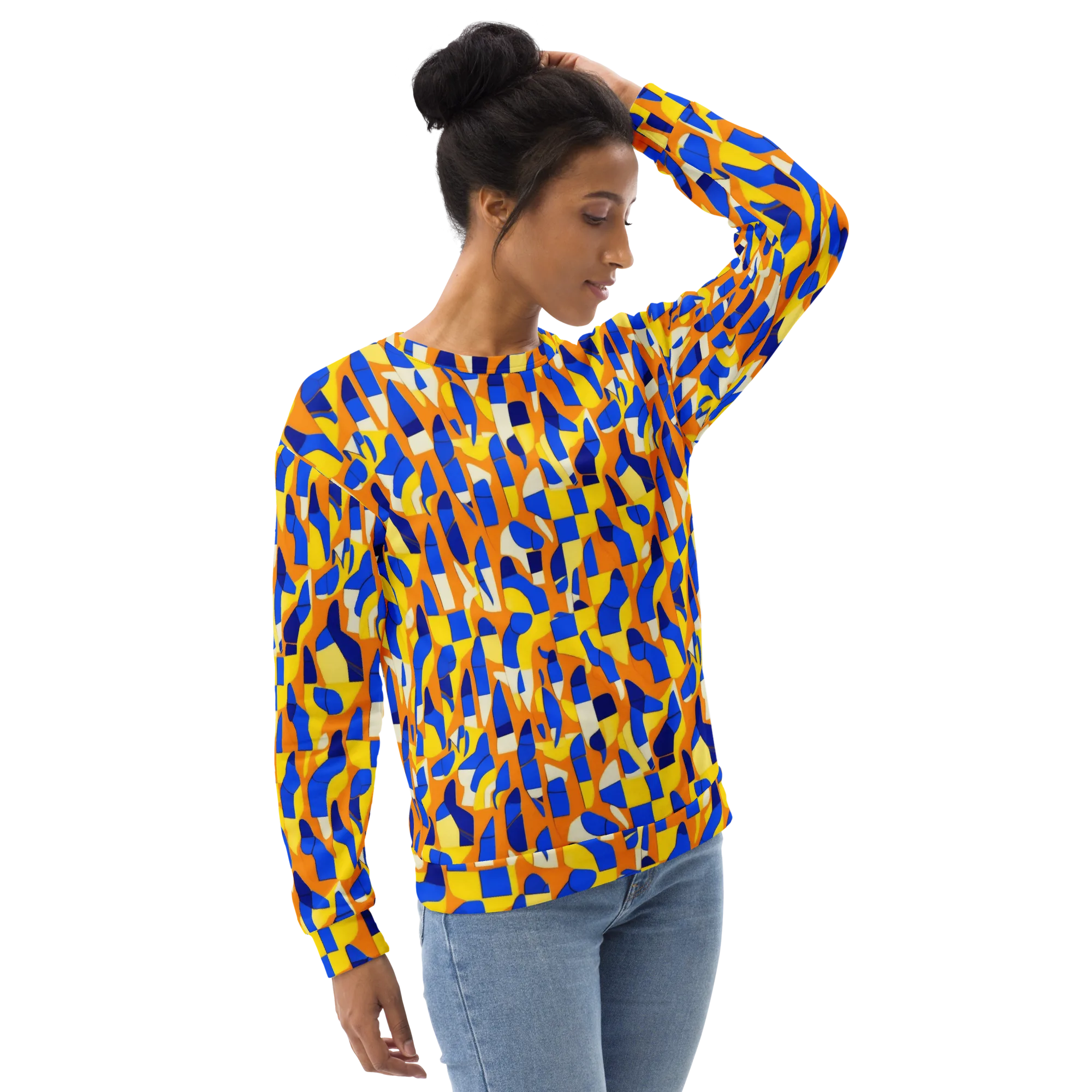 Blue Hour Geometry on Sweatshirt — Right Front
