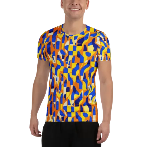 Blue Hour Geometry on a Men's Athletic T-Shirt