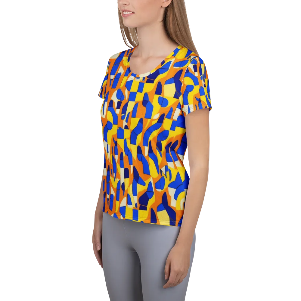 Blue Hour Geometry on Women's Athletic T-Shirt — Left