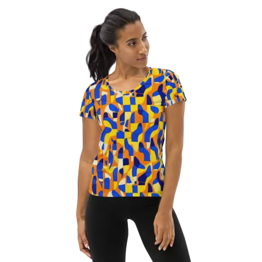 Blue Hour Geometry on a Women's Athletic T-Shirt