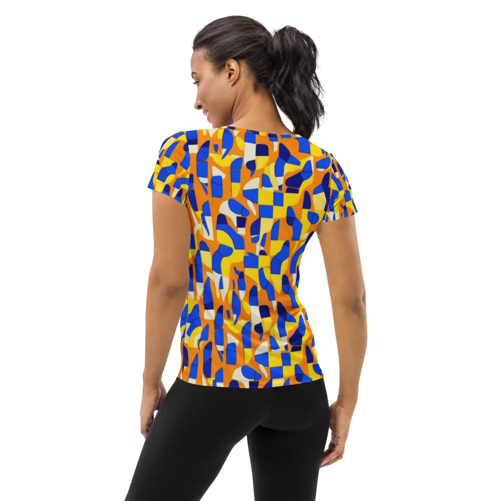 Blue Hour Geometry on Women's Athletic T-Shirt — Back