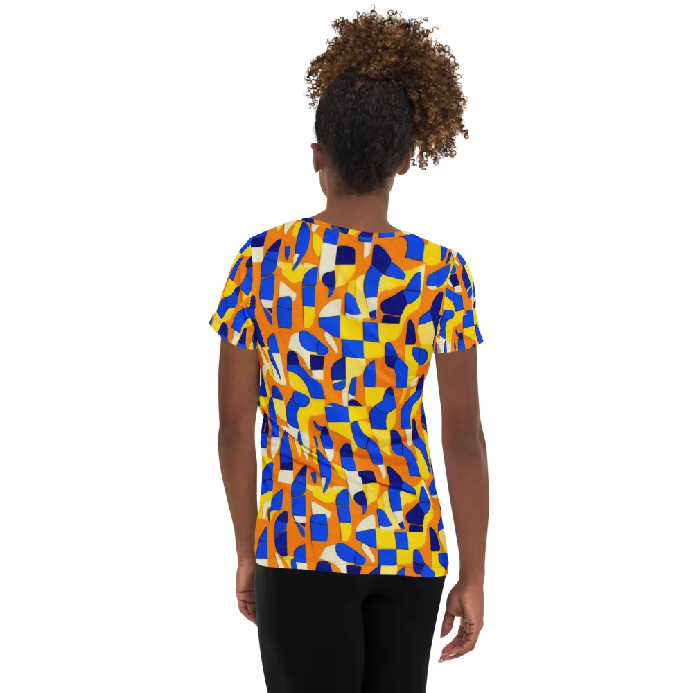 Blue Hour Geometry on Women's Athletic T-Shirt — Back