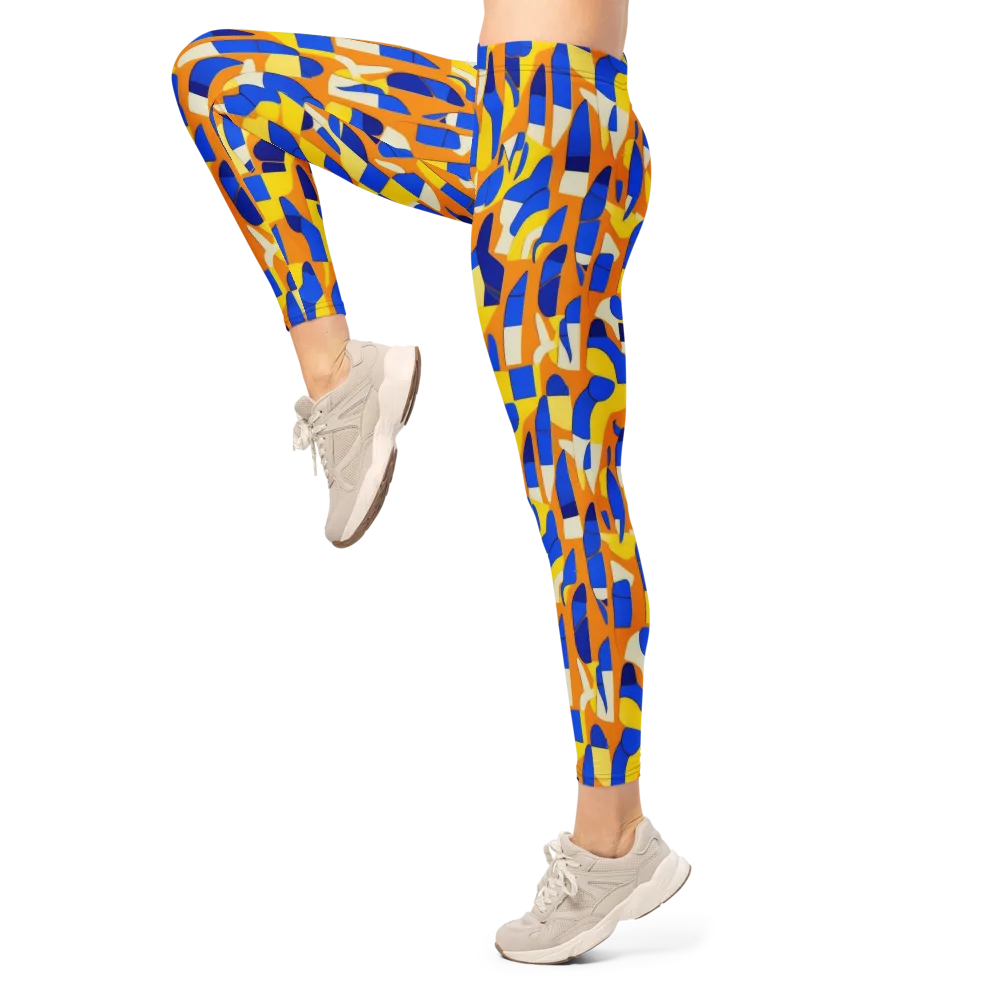 Blue Hour Geometry on Leggings — Left