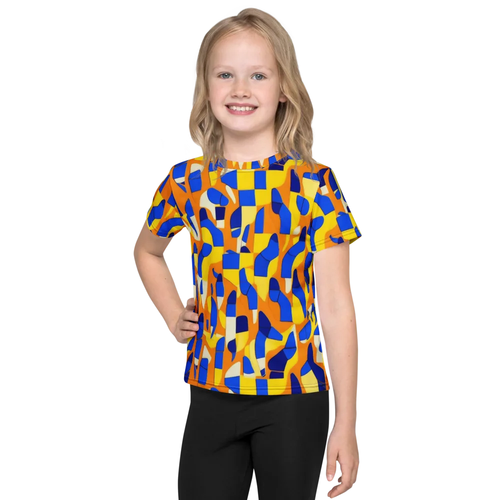 Blue Hour Geometry on Kids Crew Neck T-Shirt — Front