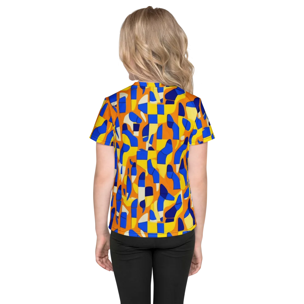 Blue Hour Geometry on Kids Crew Neck T-Shirt — Back