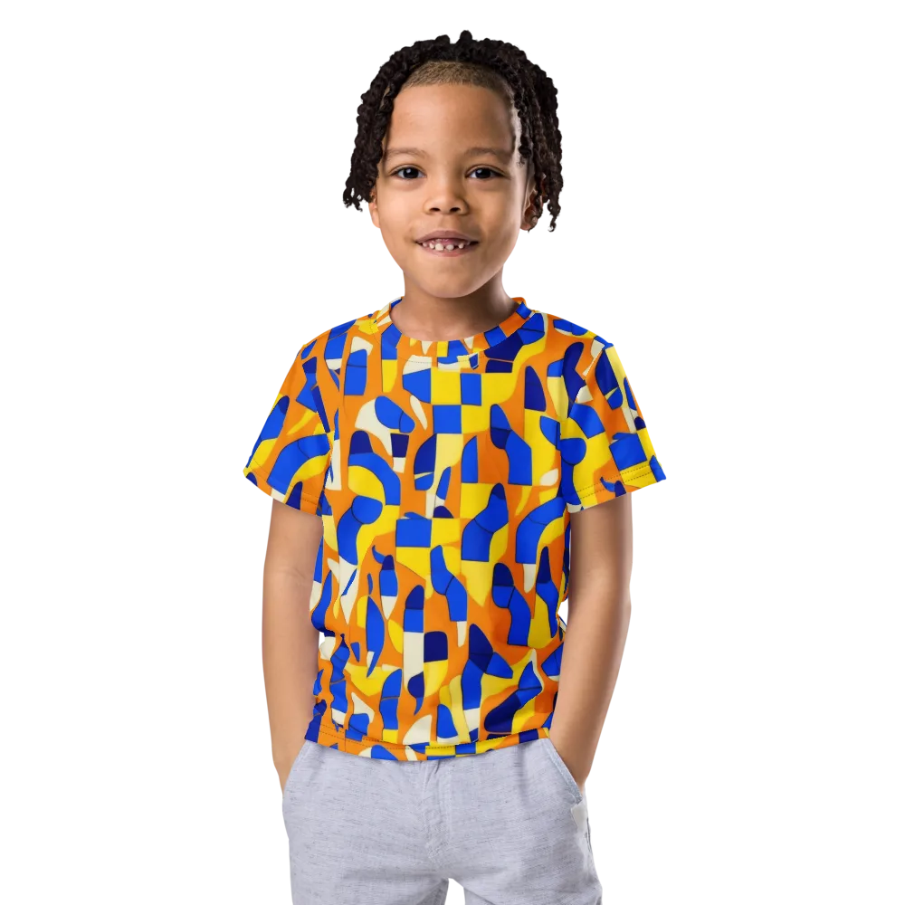 Blue Hour Geometry on Kids Crew Neck T-Shirt — Front
