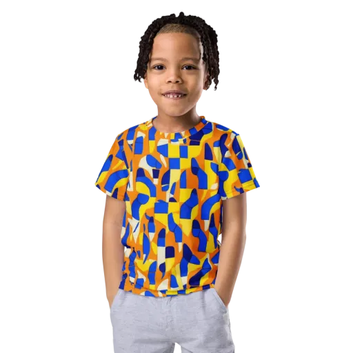 Blue Hour Geometry on a Kids Crew Neck T-Shirt
