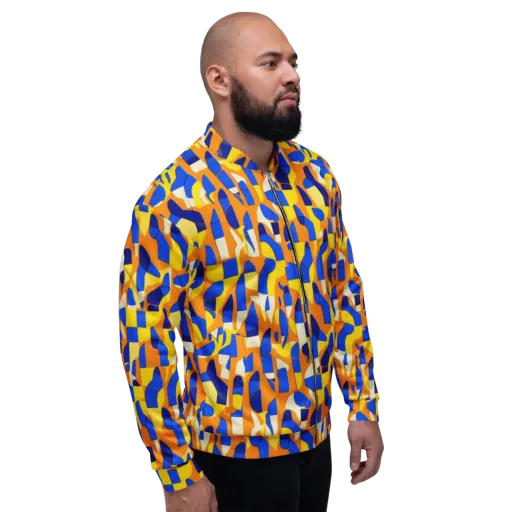 Blue Hour Geometry on a Bomber Jacket