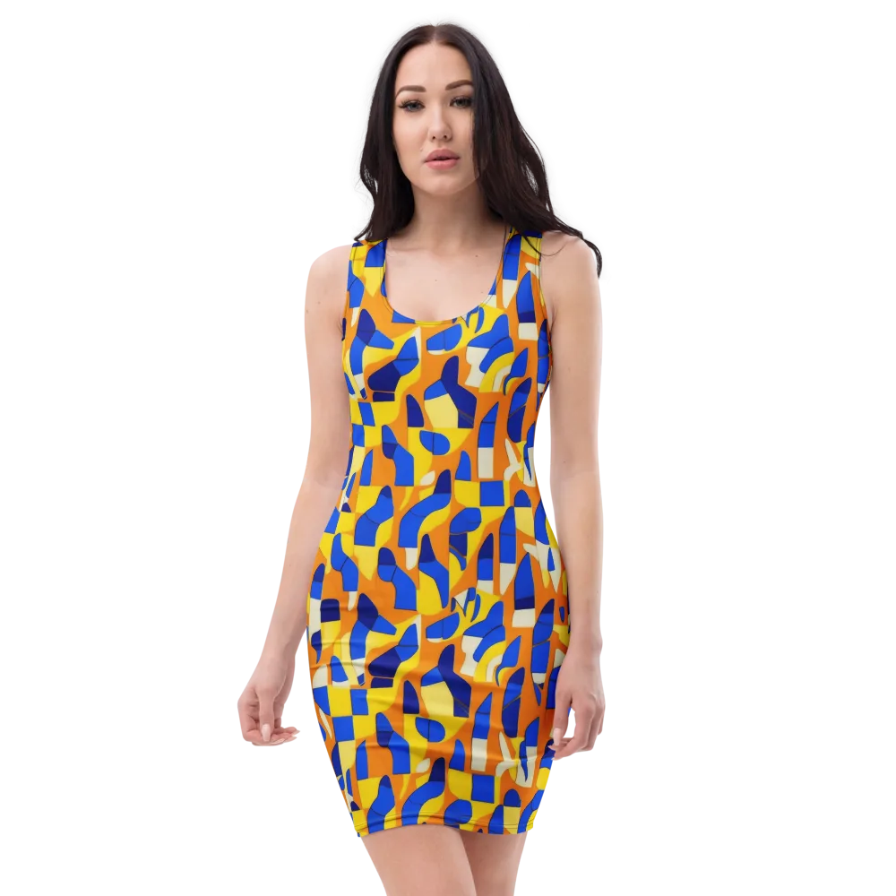 Blue Hour Geometry on Bodycon Dress — Front