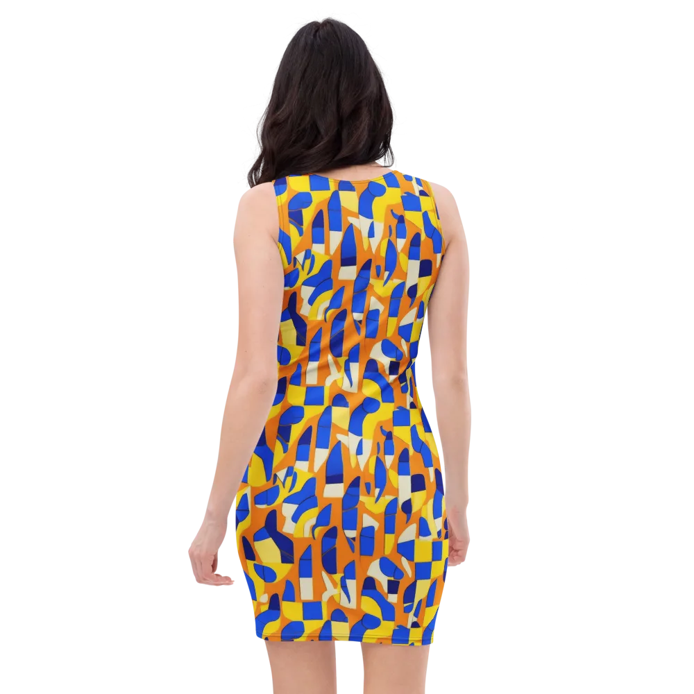 Blue Hour Geometry on Bodycon Dress — Back