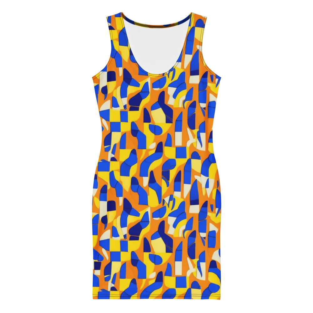 Blue Hour Geometry on Bodycon Dress — Front