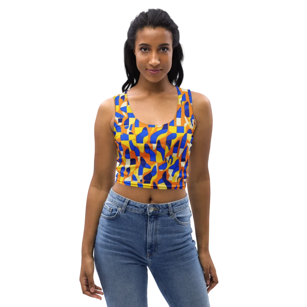 Blue Hour Geometry on Crop Top — Front