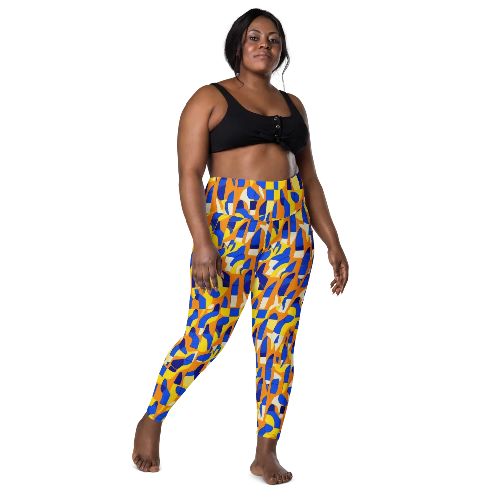 Blue Hour Geometry on Leggings with Pockets — Front