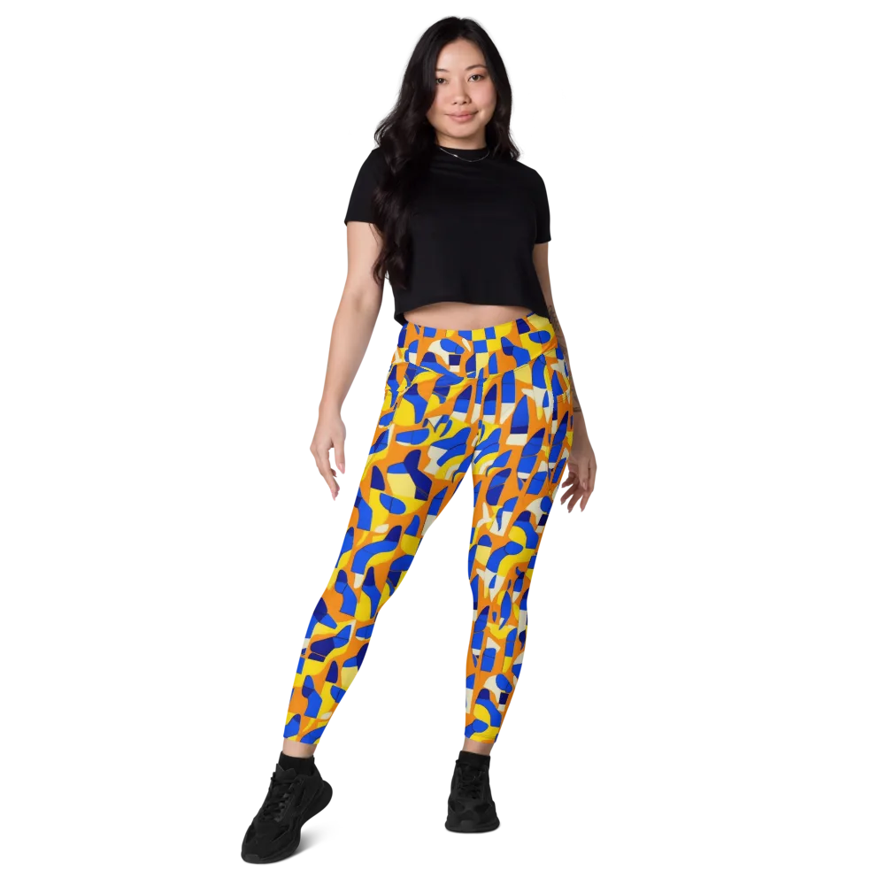 Blue Hour Geometry on Leggings with Pockets — Front