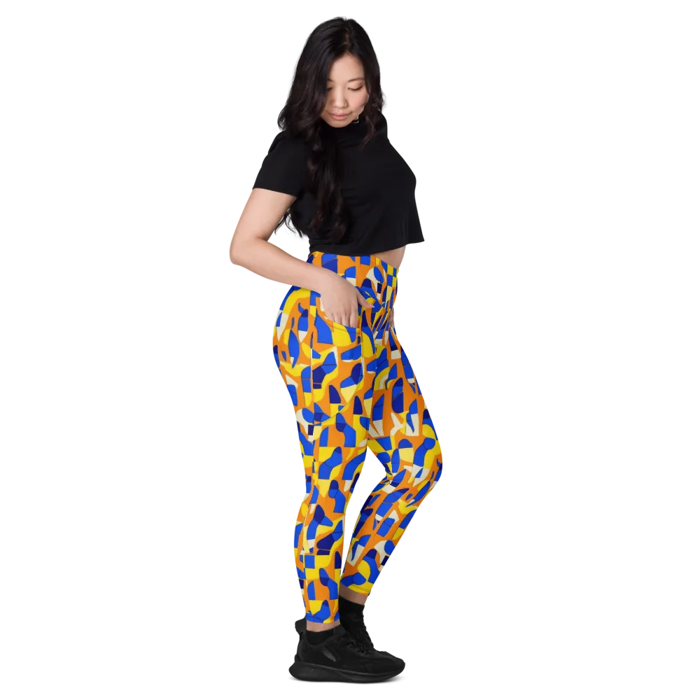 Blue Hour Geometry on Leggings with Pockets — Right