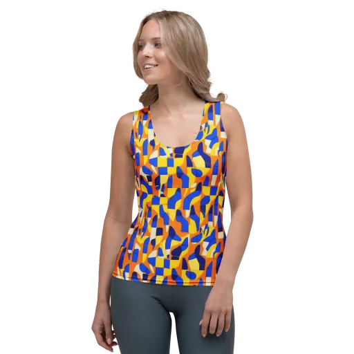 Blue Hour Geometry on a Women's Tank Top