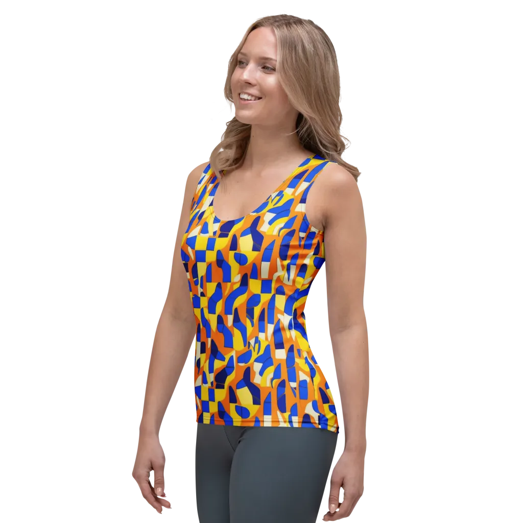 Blue Hour Geometry on Women's Tank Top — Left Front