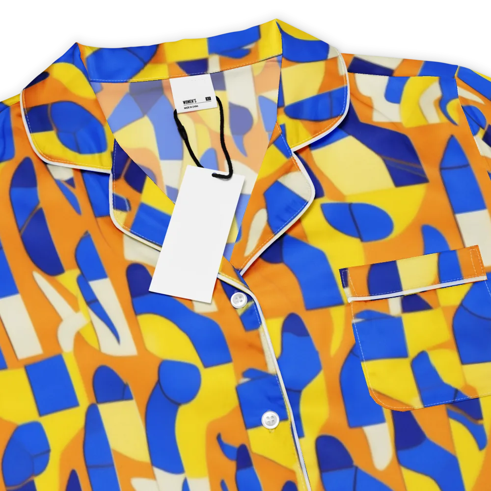 Blue Hour Geometry on Women's Short Sleeve Pajama Top — Product details