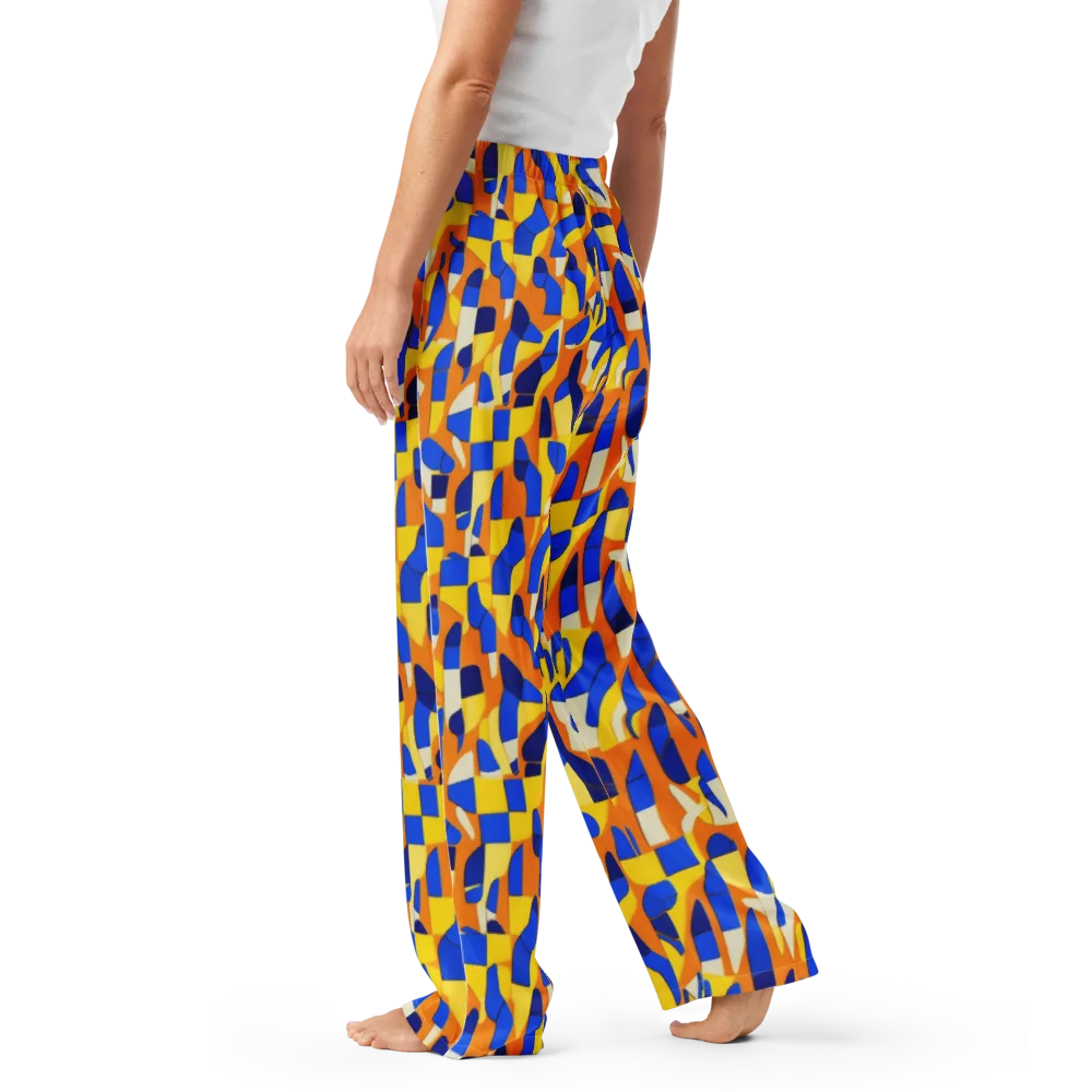 Blue Hour Geometry on Women's Pajama Pants — Left