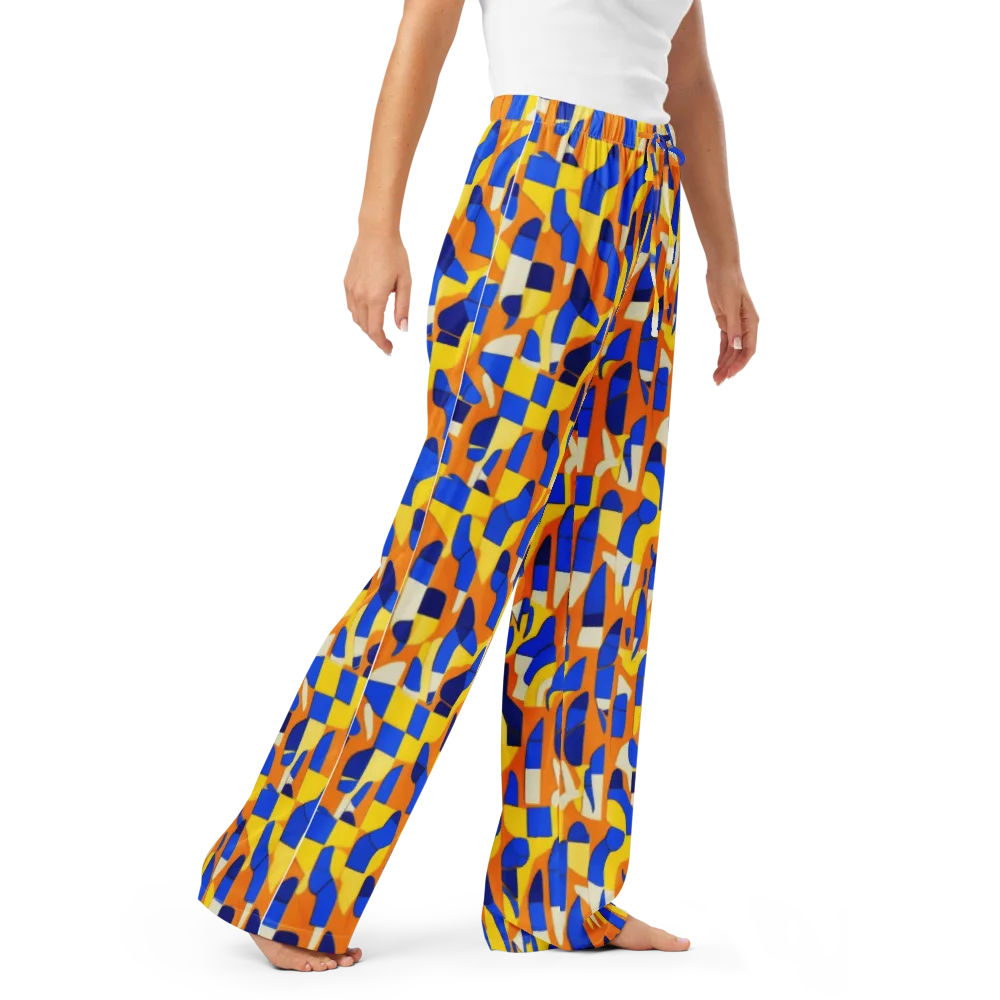 Blue Hour Geometry on Women's Pajama Pants — Right Front