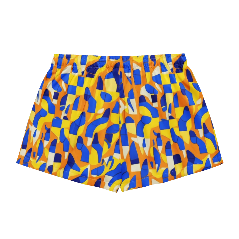 Blue Hour Geometry on Women's Pajama Shorts — Back