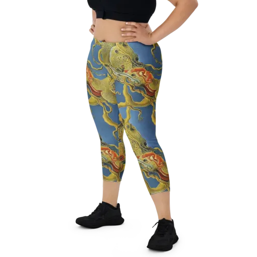 Golden Medusa on a Capri Leggings