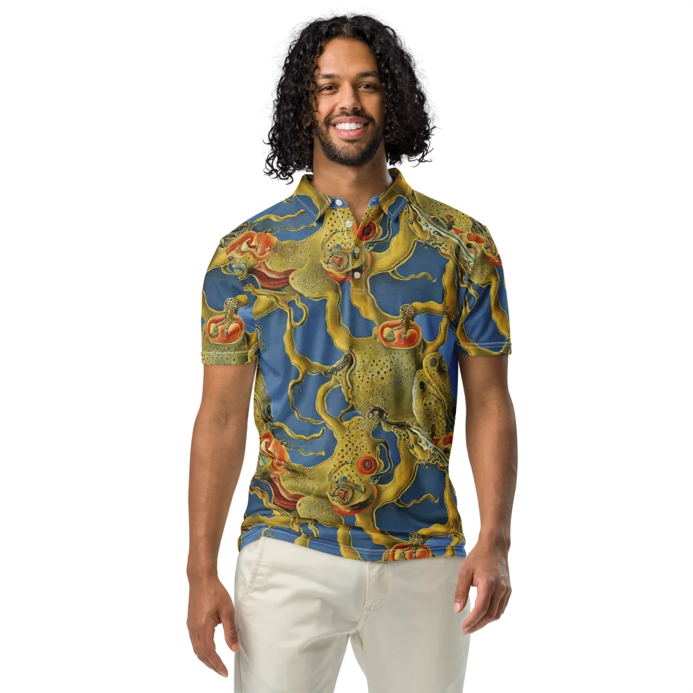 Golden Medusa on Men's Slim Fit Polo Shirt — Front
