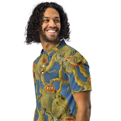Golden Medusa on a Men's Slim Fit Polo Shirt