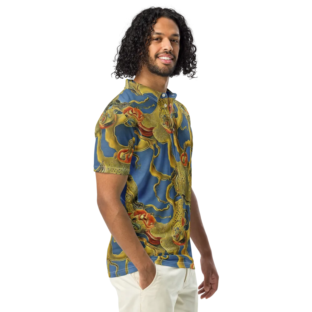 Golden Medusa on Men's Slim Fit Polo Shirt — Right Front