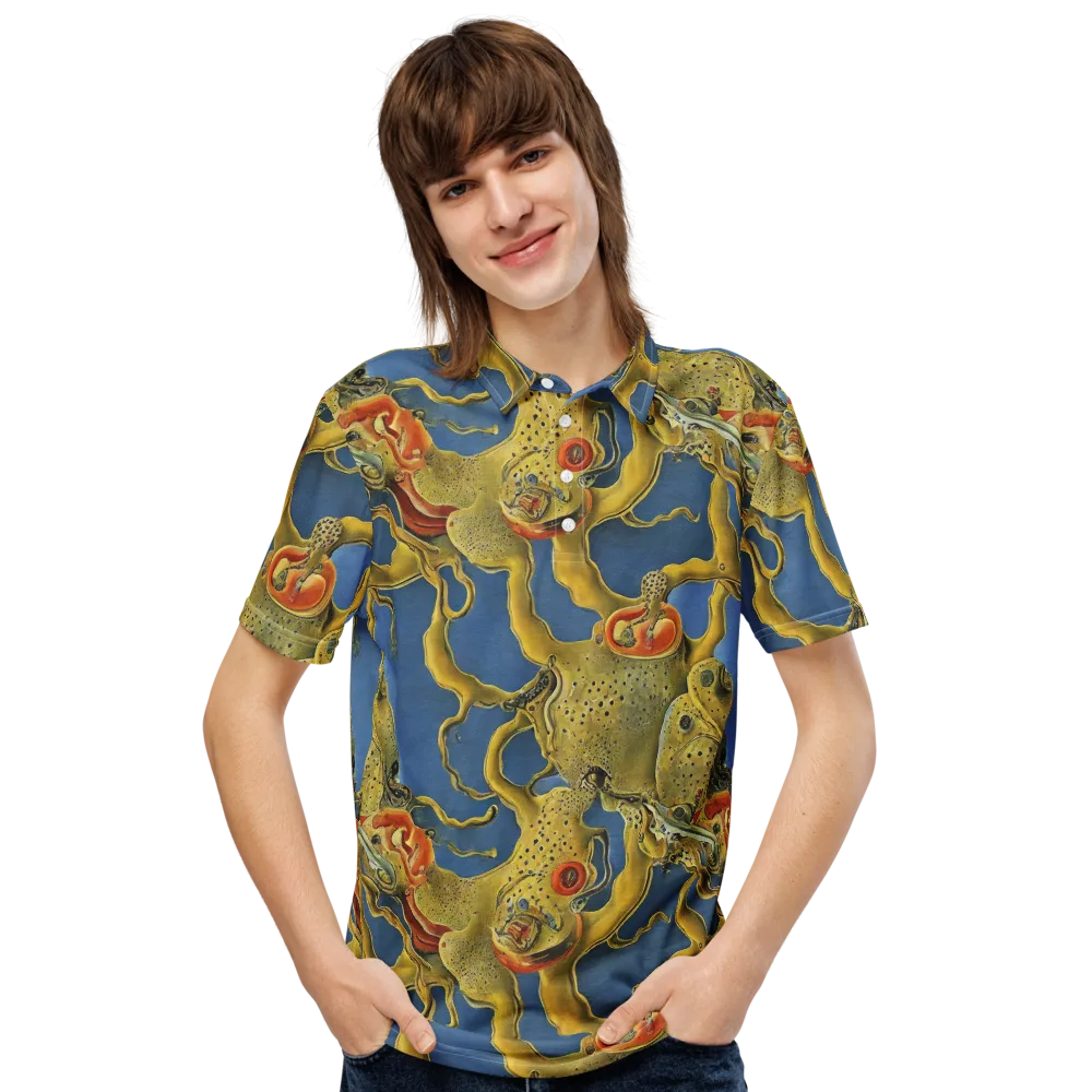 Golden Medusa on Men's Slim Fit Polo Shirt — Front