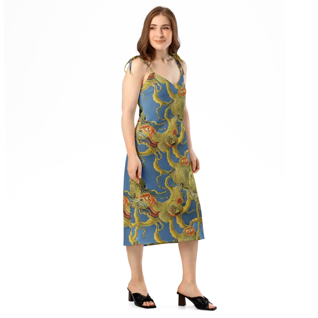 Golden Medusa on Slip Dress — Right Front