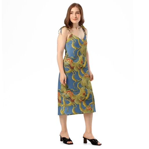 Golden Medusa on a Slip Dress