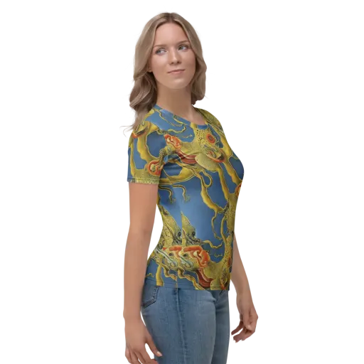 Golden Medusa on a Women's Crew Neck T-Shirt