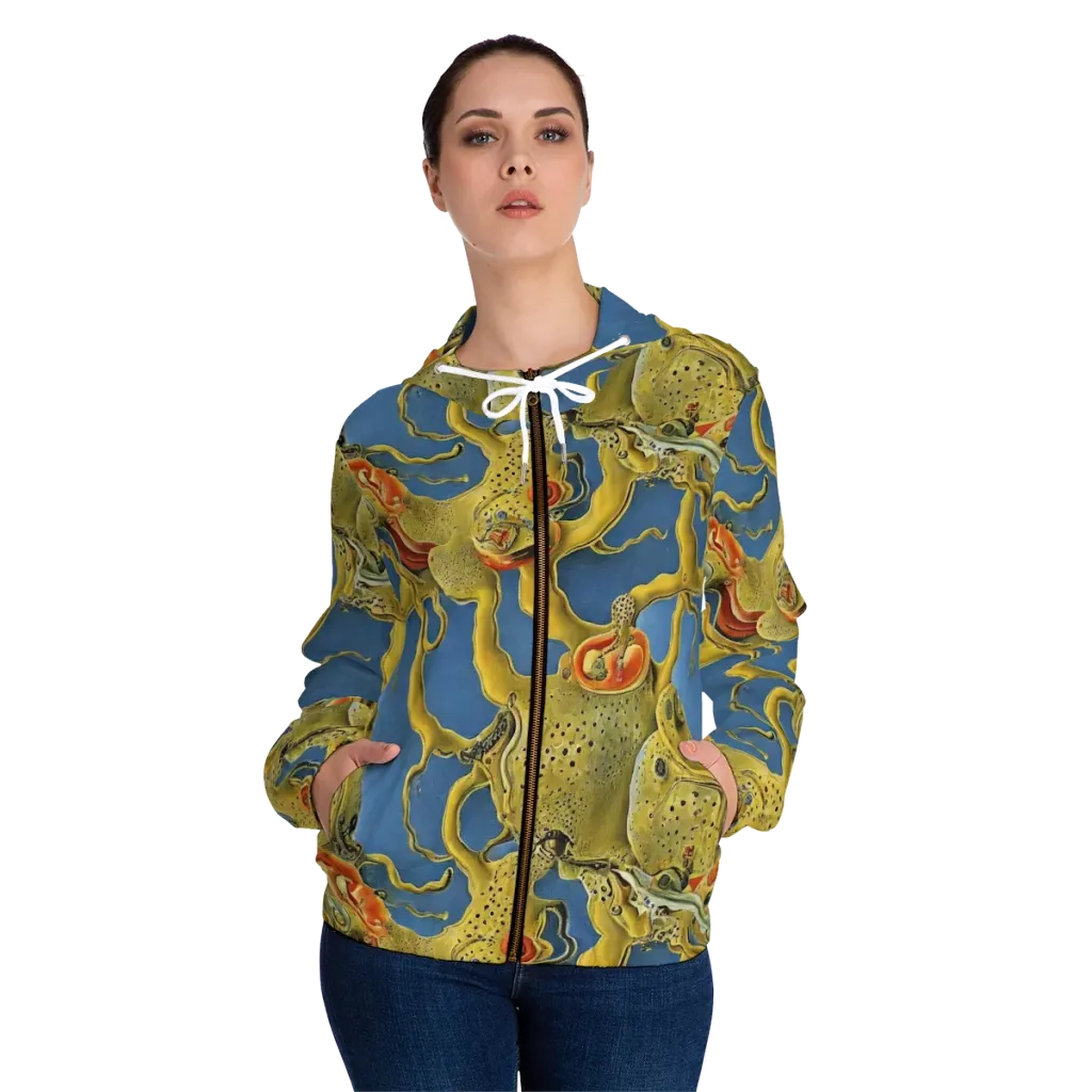 Golden Medusa on Women's Full-Zip Hoodie — Front On Person