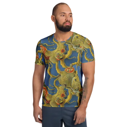 Golden Medusa on a Men's Athletic T-Shirt