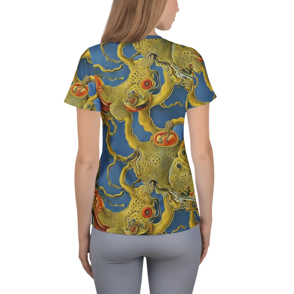 Golden Medusa on Women's Athletic T-Shirt — Back