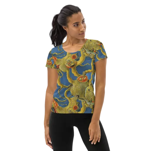 Golden Medusa on a Women's Athletic T-Shirt
