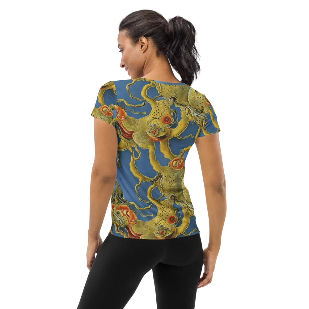 Golden Medusa on Women's Athletic T-Shirt — Back