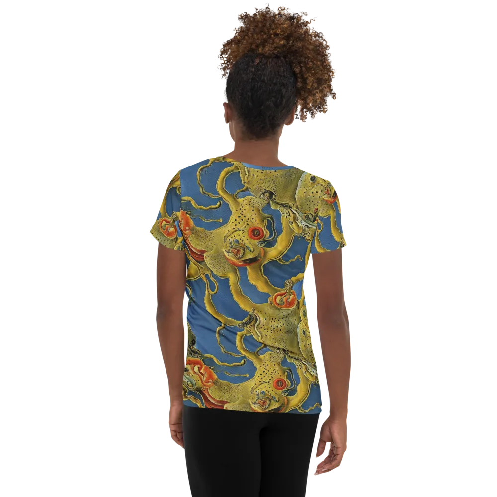 Golden Medusa on Women's Athletic T-Shirt — Back