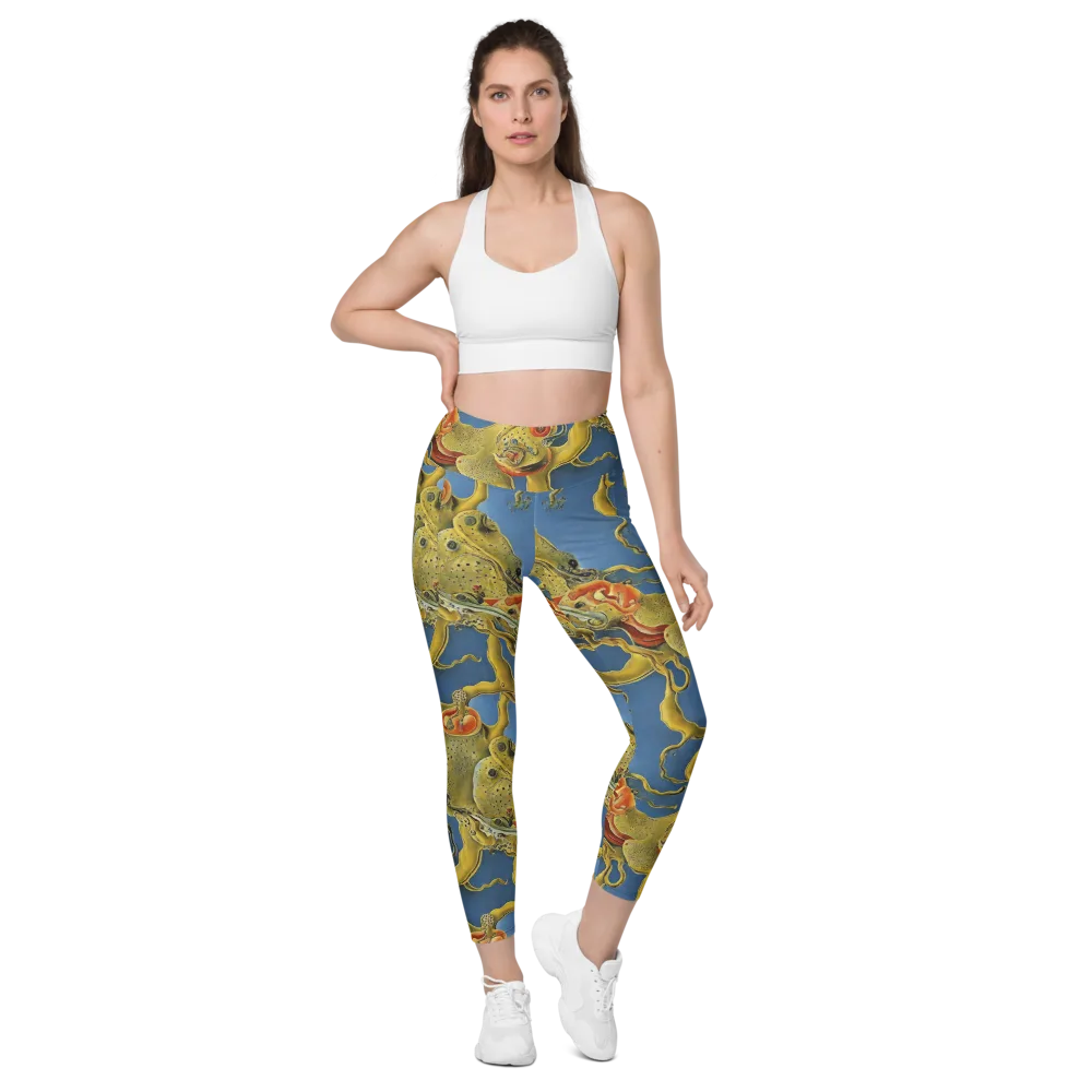 Golden Medusa on Leggings with Pockets — Front