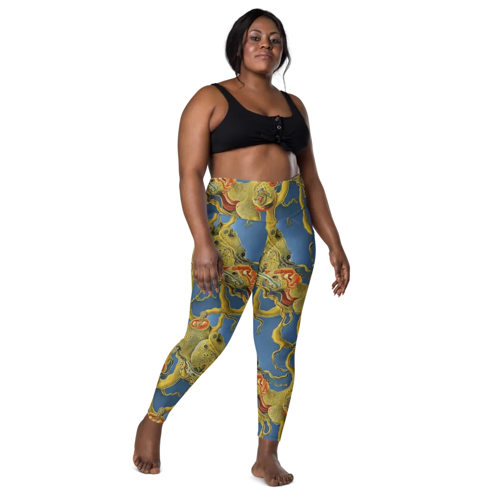 Golden Medusa on Leggings with Pockets — Front