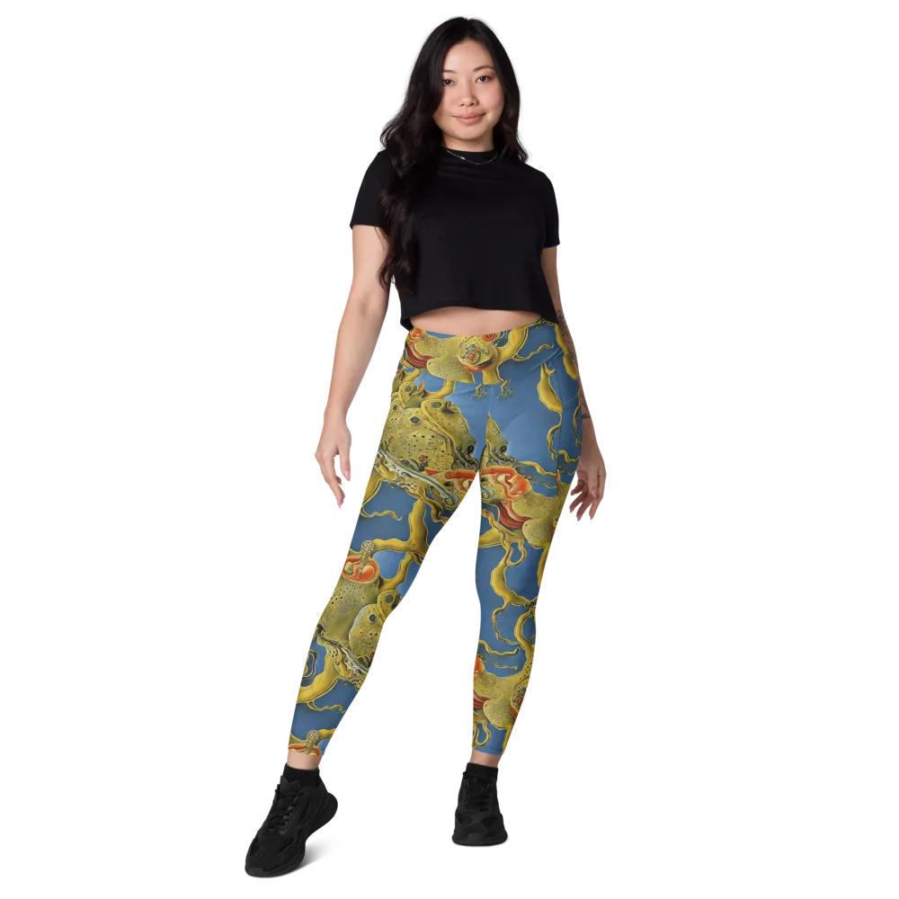 Golden Medusa on Leggings with Pockets — Front