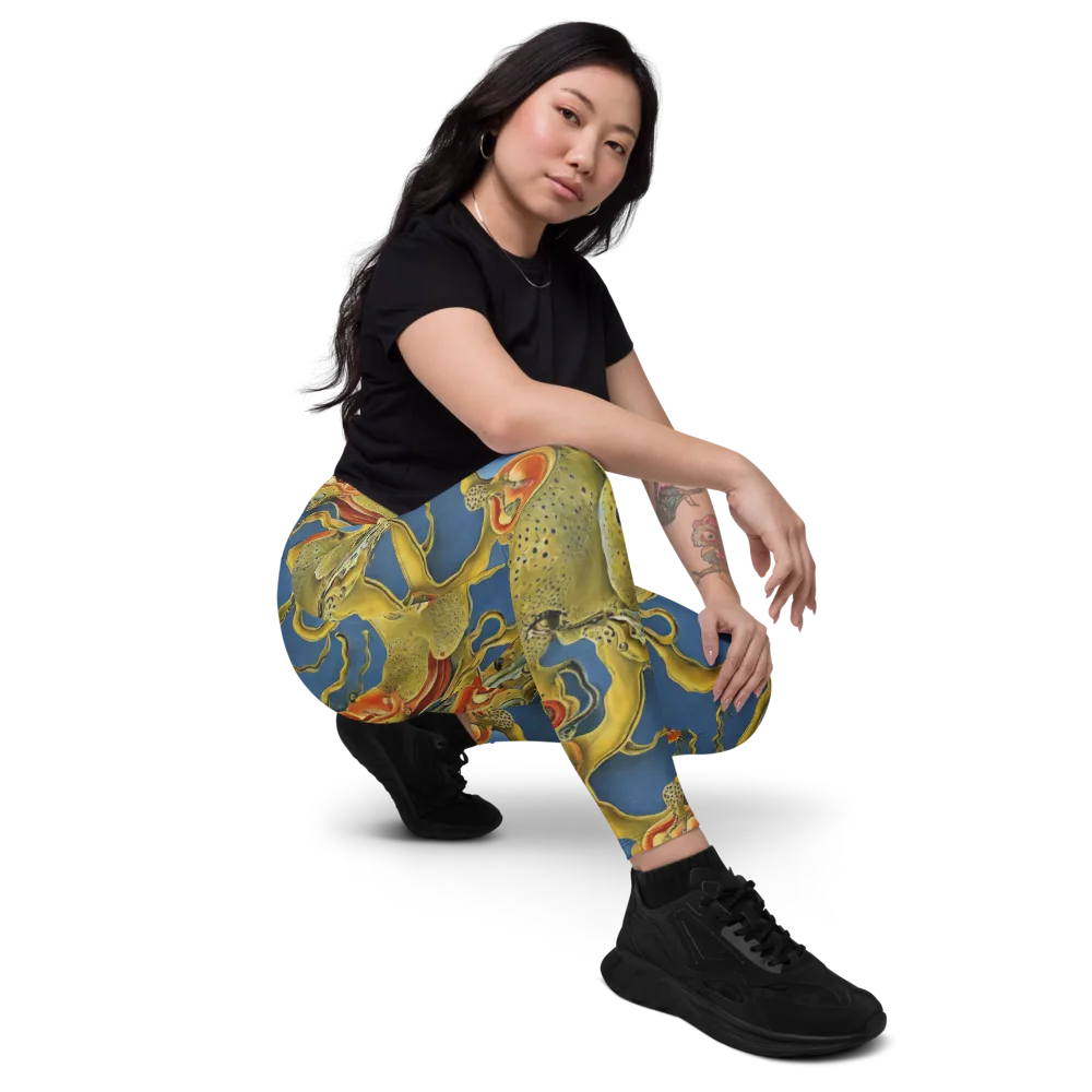 Golden Medusa on Leggings with Pockets — Right Front