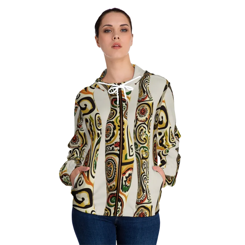 Persian Current on Women's Full-Zip Hoodie — Front On Person