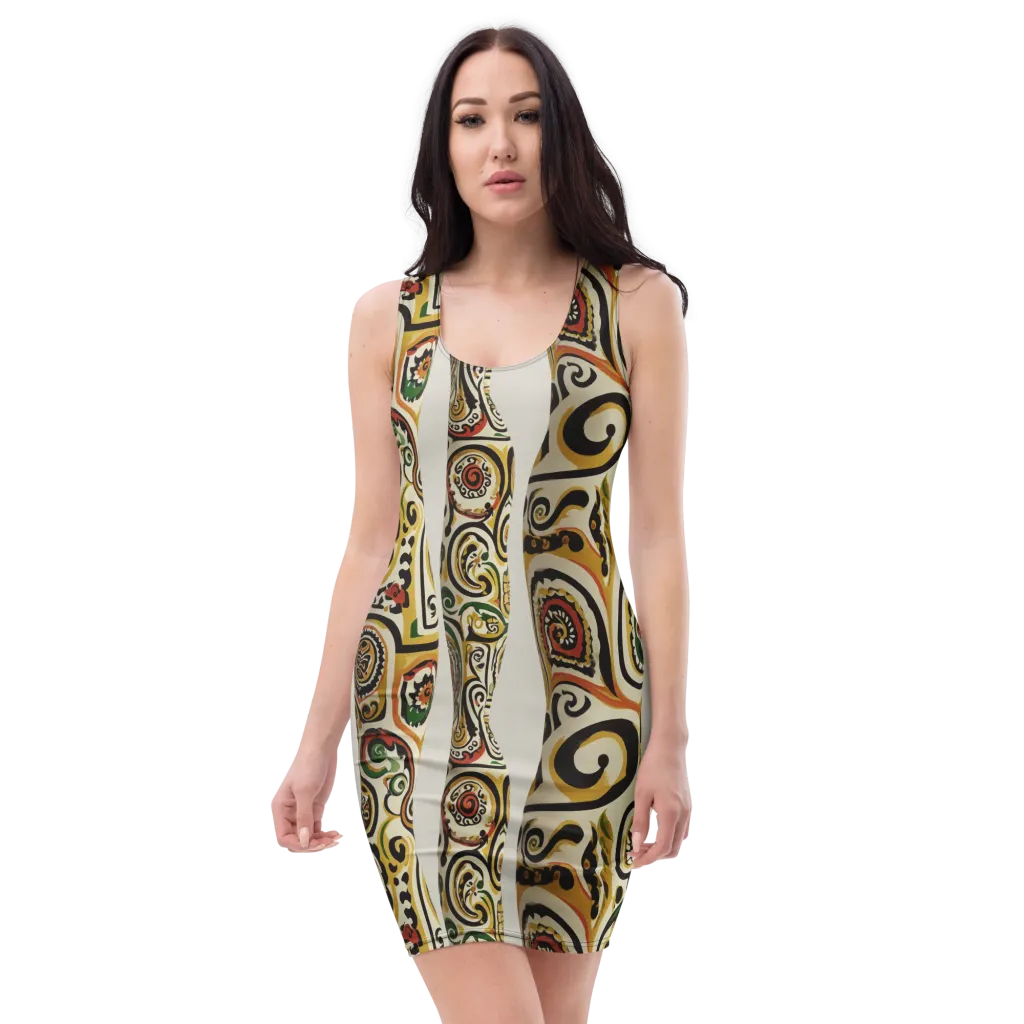 Persian Current on Bodycon Dress — Front